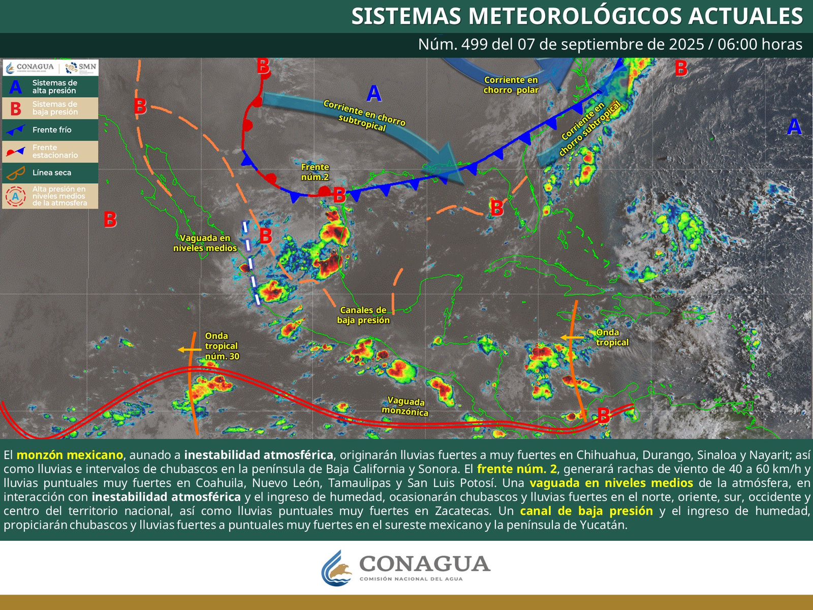Continuarán lluvias con tormentas localmente fuertes, actividad eléctrica y posible caída de granizo en Oaxaca