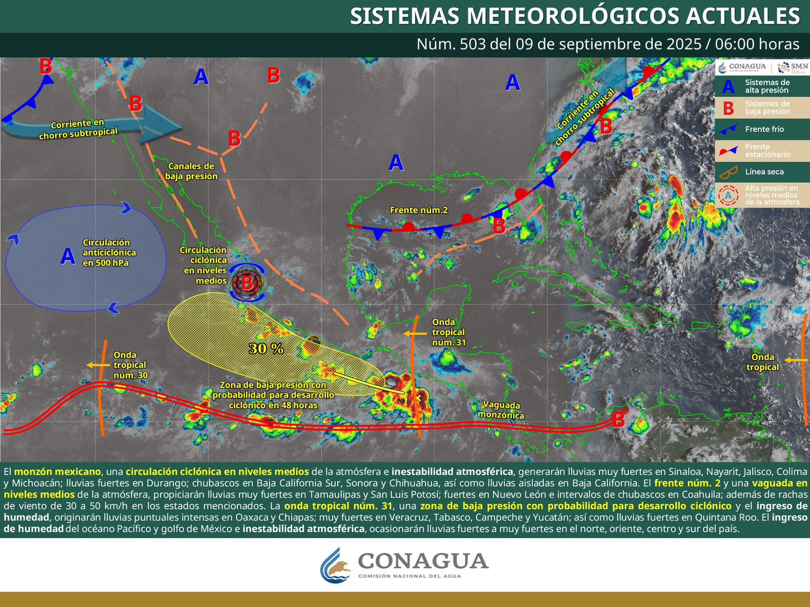 Pronostican lluvias y tormentas en Sierra Sur, Cuenca del Papaloapan e Istmo de Tehuantepec