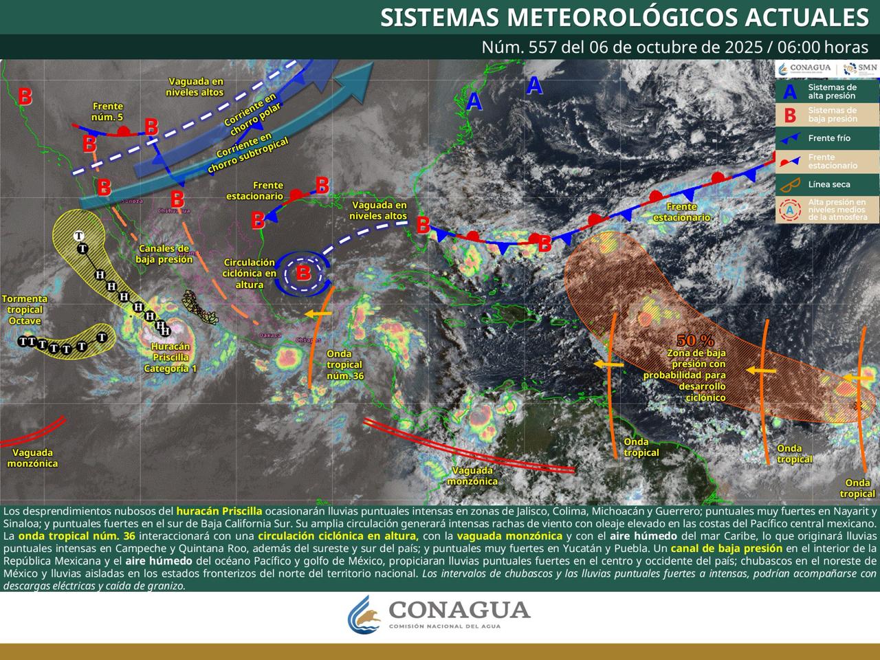 Pronostican precipitaciones de intensidad variable en Istmo, Costa, Sierra Sur y Cuenca del Papaloapan