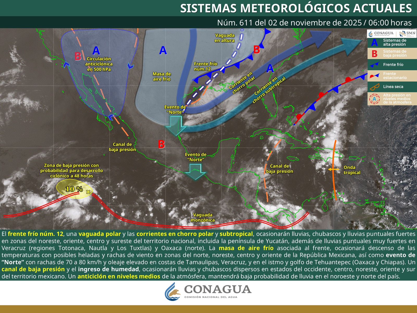 Frente frío número 12 provocará lluvias, descenso de temperatura en zonas altas y vientos fuertes en Oaxaca