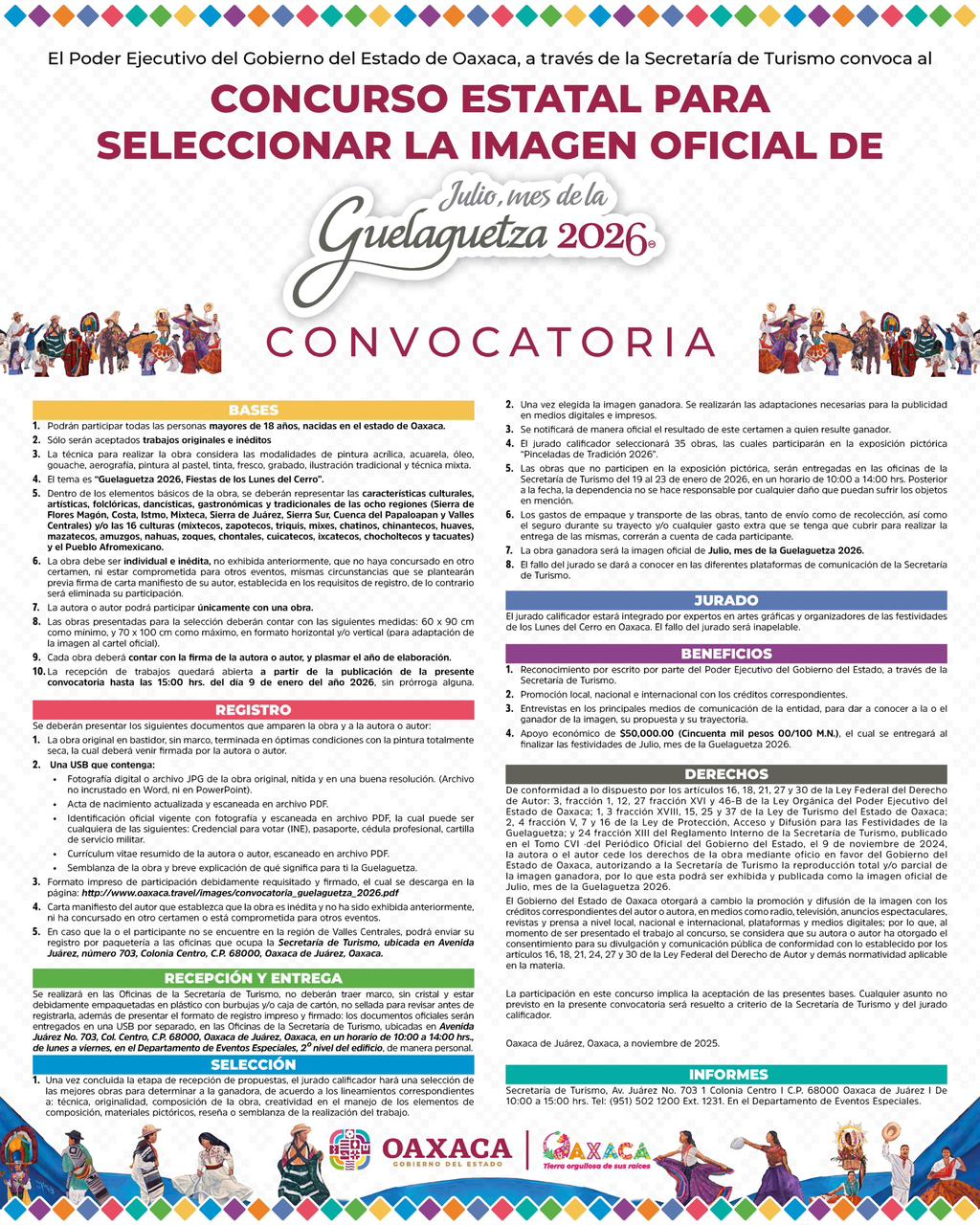 Emite Gobierno de Oaxaca convocatoria para elegir la imagen oficial de la Guelaguetza 2026
