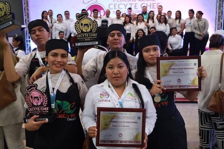 Obtienen estudiantes de Oaxaca primero y tercer lugar en Concurso Nacional CECyTE Chef 2025