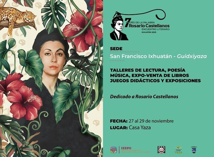Iniciará este jueves Séptimo Encuentro Literario “Otoño de la Palabra” dedicado a Rosario Castellanos, en Ixhuatán