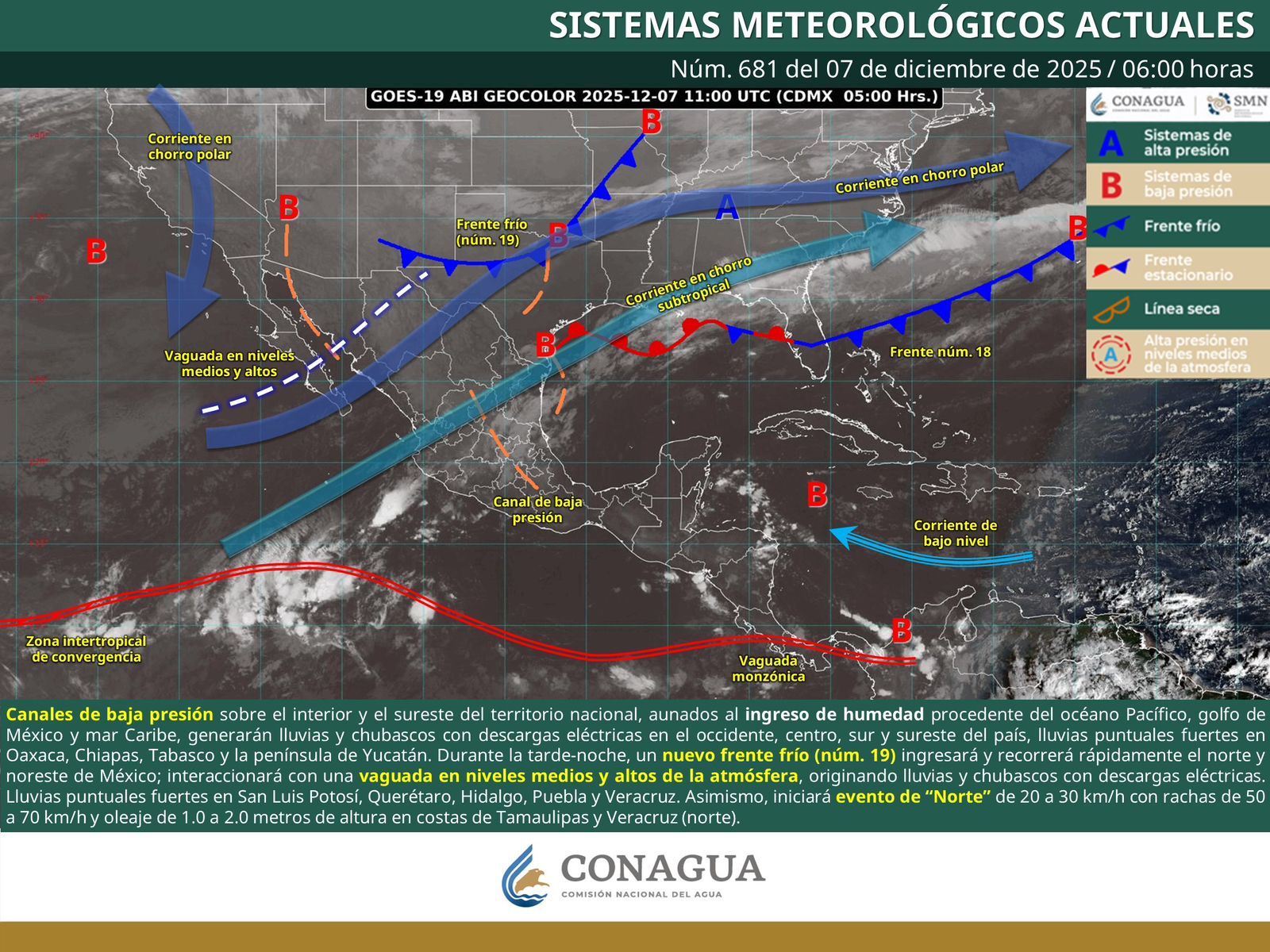 Frente frío 19 provocará lluvias aisladas en Oaxaca