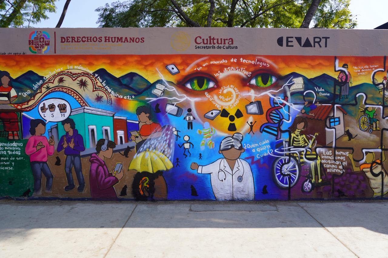 Devela CADH Mural de las Personas Defensoras por la Inclusión en la UABJO