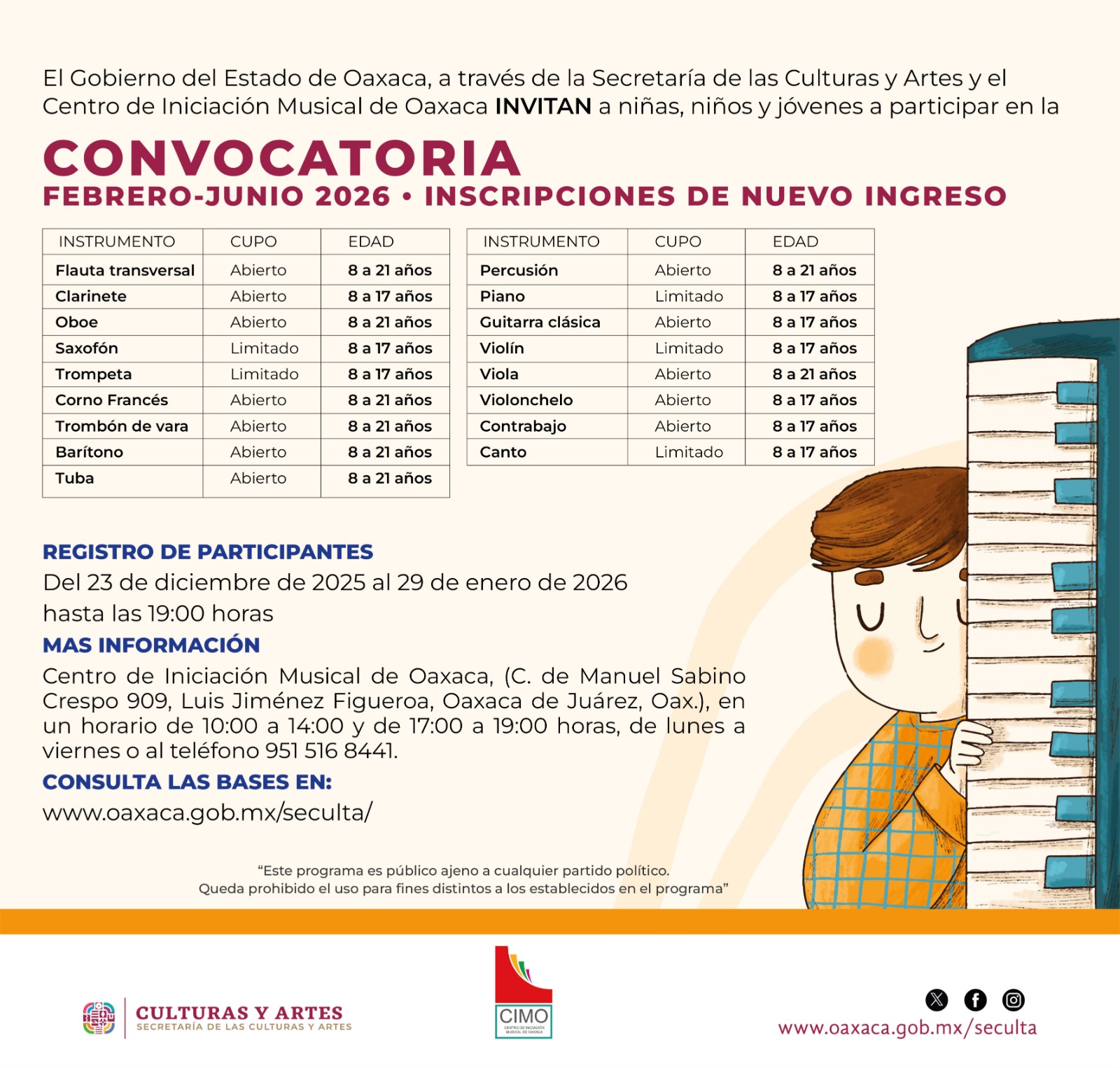 Invita Gobierno del Estado a la niñez y juventud a participar en la convocatoria del CIMO 2026