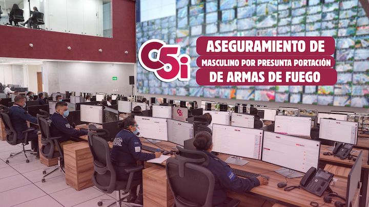 Monitorea C5i traslado de masculino detenido por la presunta portación de dos armas de fuego