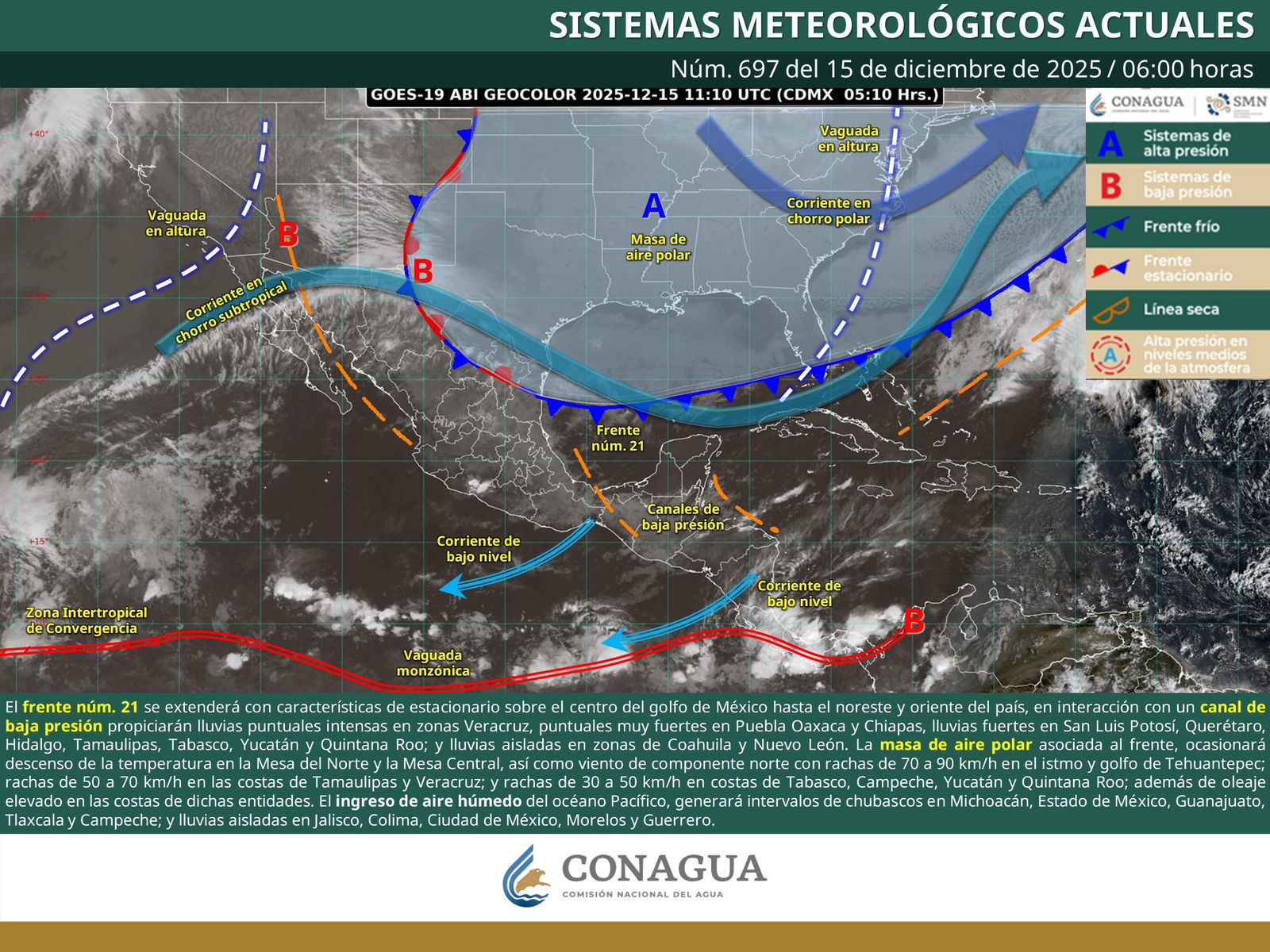 Persistirán lluvias de intensidad variable en Oaxaca por frente frío número 21