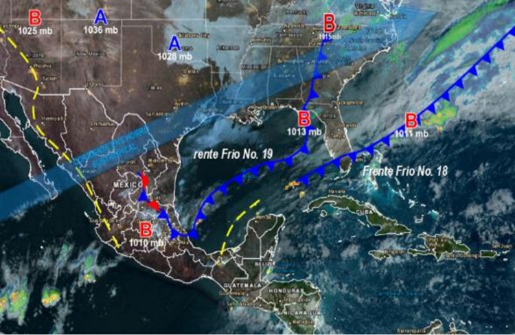 Pronostican evento de norte y descenso de temperatura por frente frío número 19 en Oaxaca