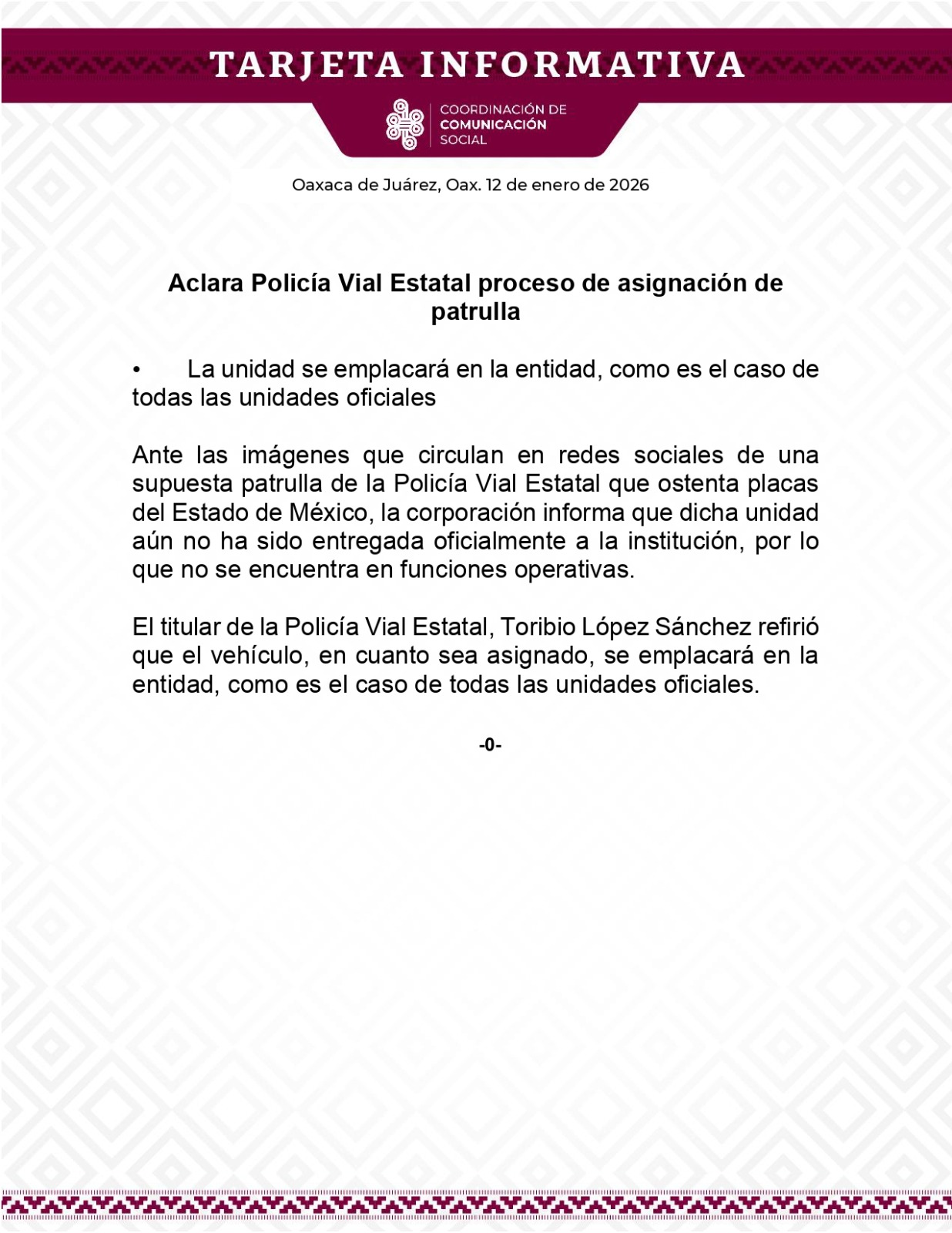 Aclara Policía Vial Estatal proceso de asignación de patrulla