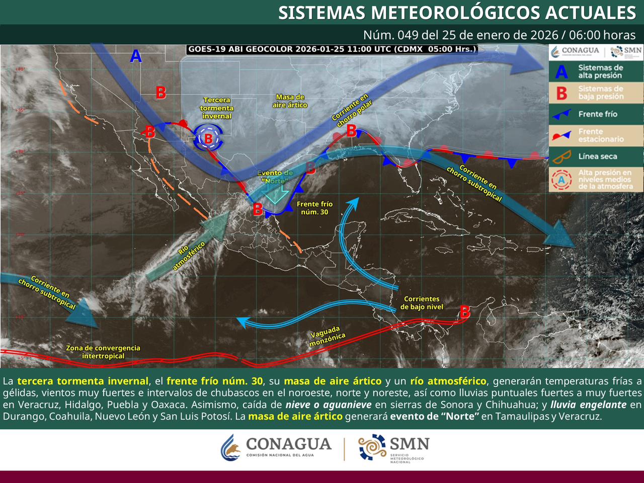 Pronostican tiempo inestable y descenso de temperaturas por frente frío número 30