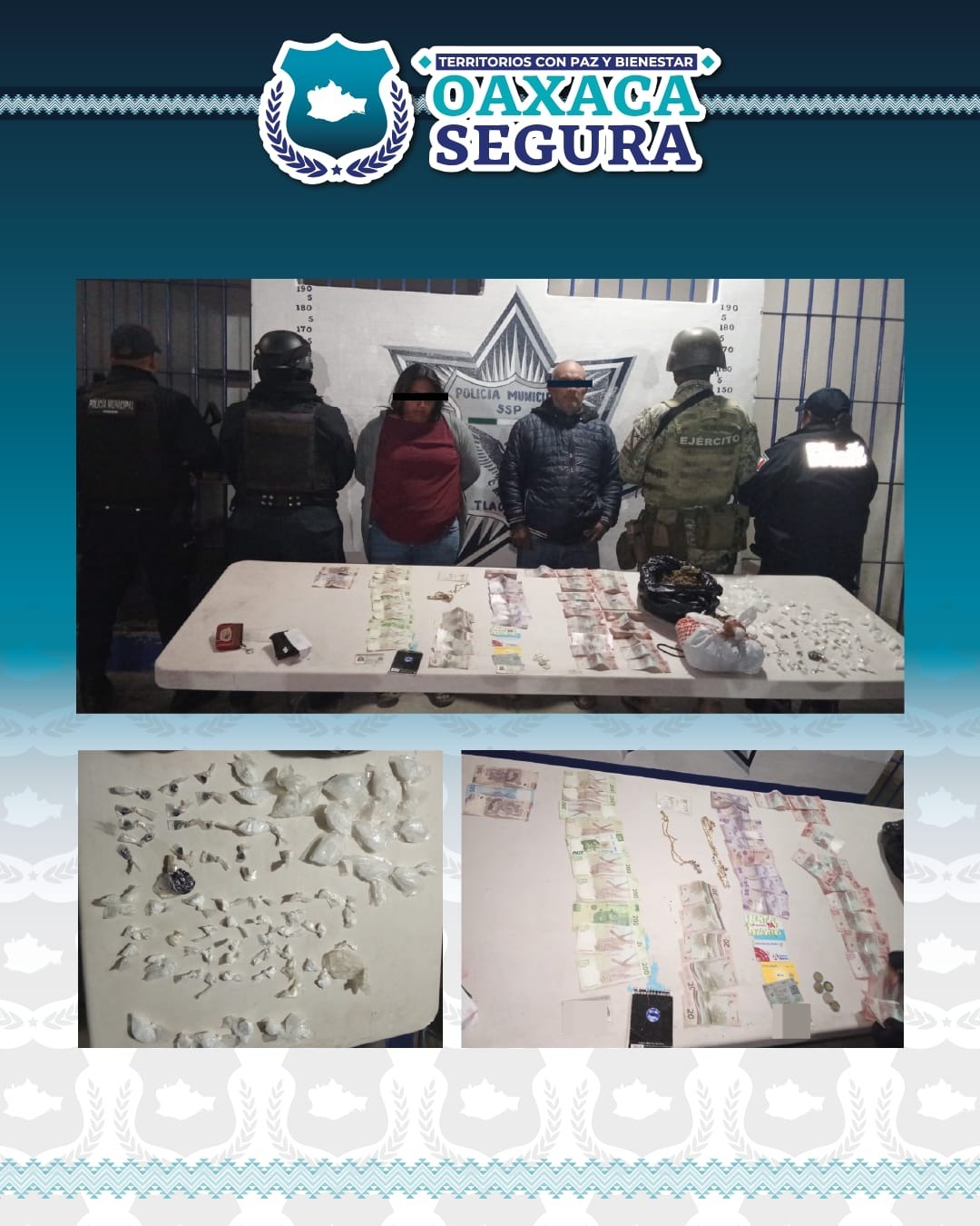 Detiene SSPC a 2 personas por presunta comisión de delitos contra la salud en Tlacolula de Matamoros