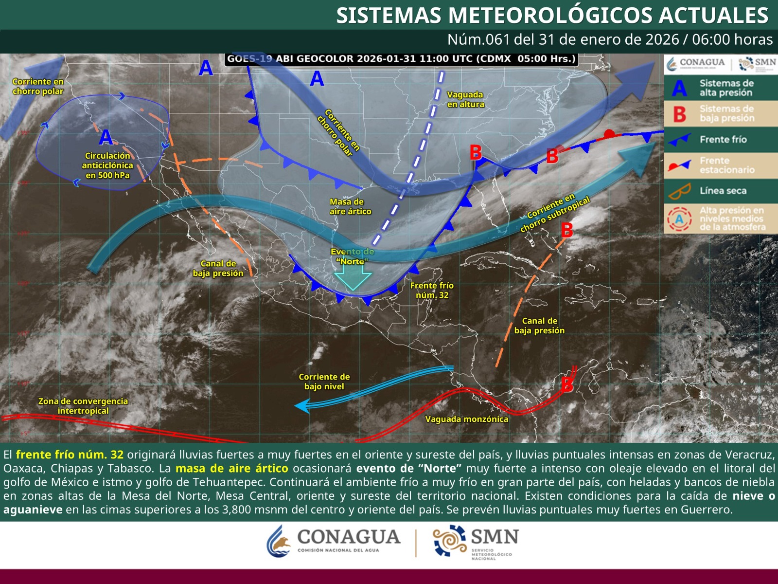 Pronostican inestabilidad, lluvias y fuertes vientos por frente frío número 32 en Oaxaca: Protección Civil