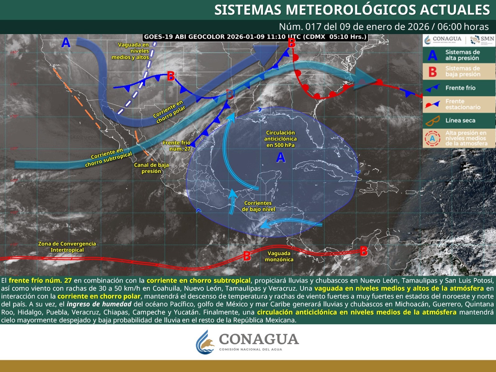 Se prevé ingreso de frente frío número 27 con lluvias y bajas temperaturas en Oaxaca