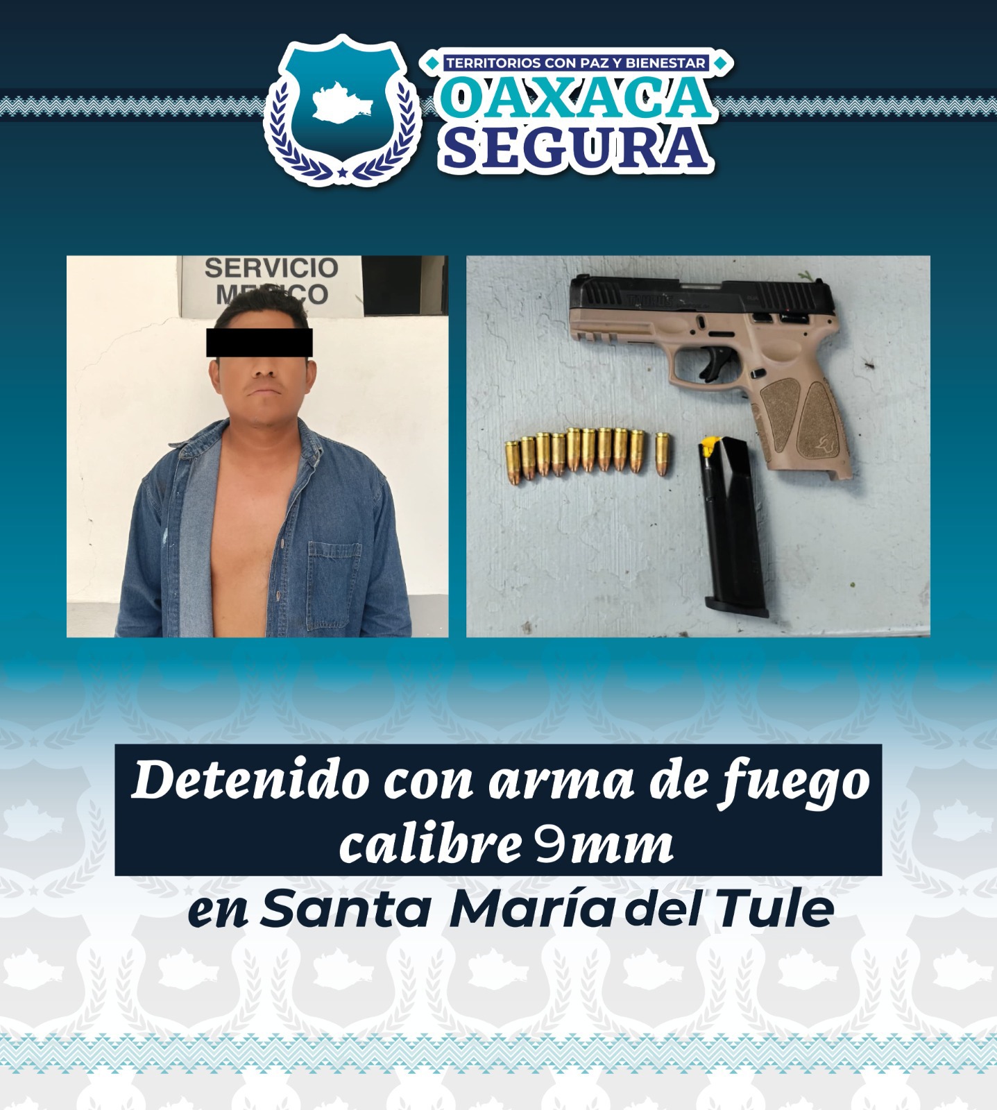 Captura SSPC a dos personas por la presunta portación ilegal de arma de fuego