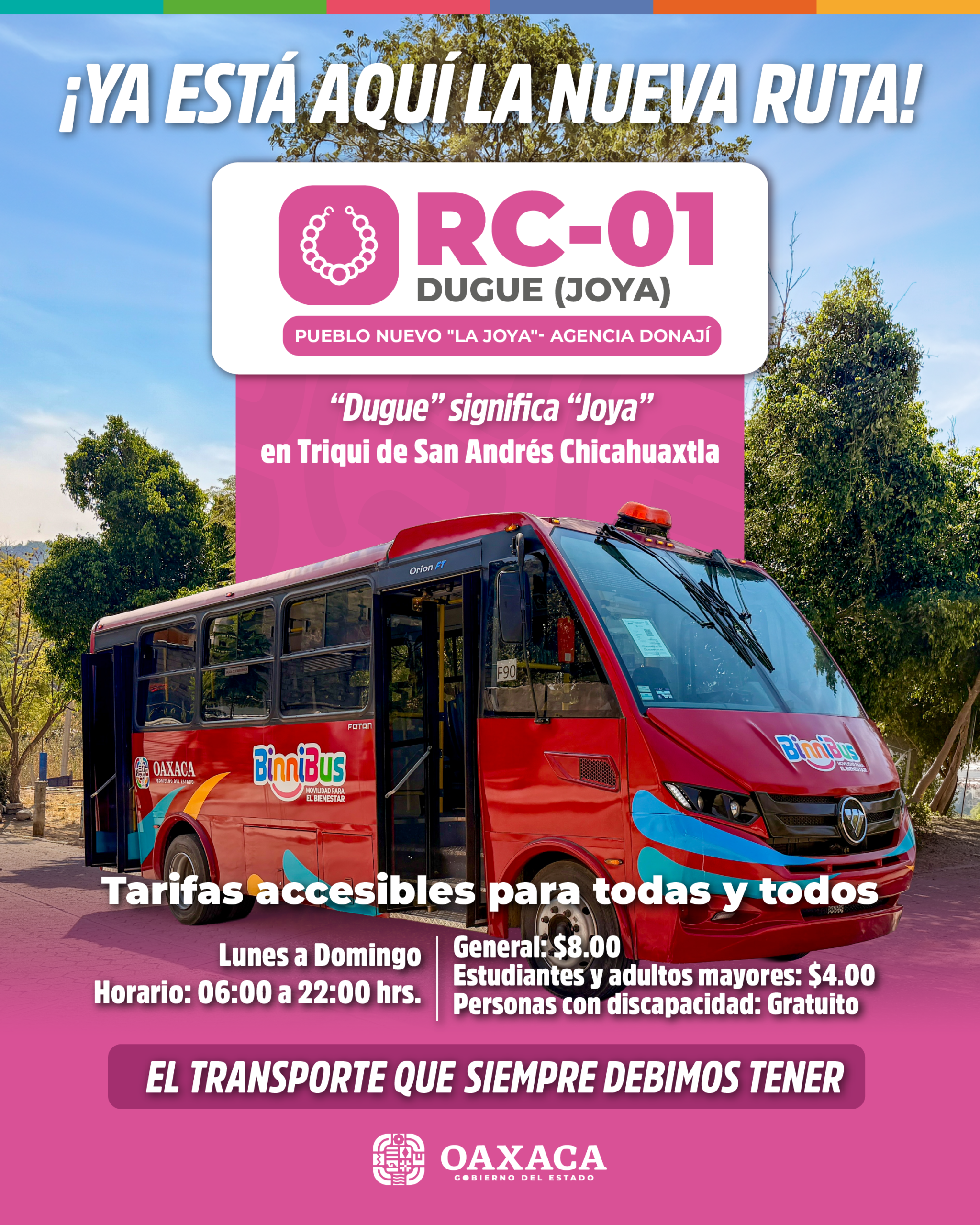 BinniBus pone en operación nueva ruta en colonia “La Joya” con agencia Donají