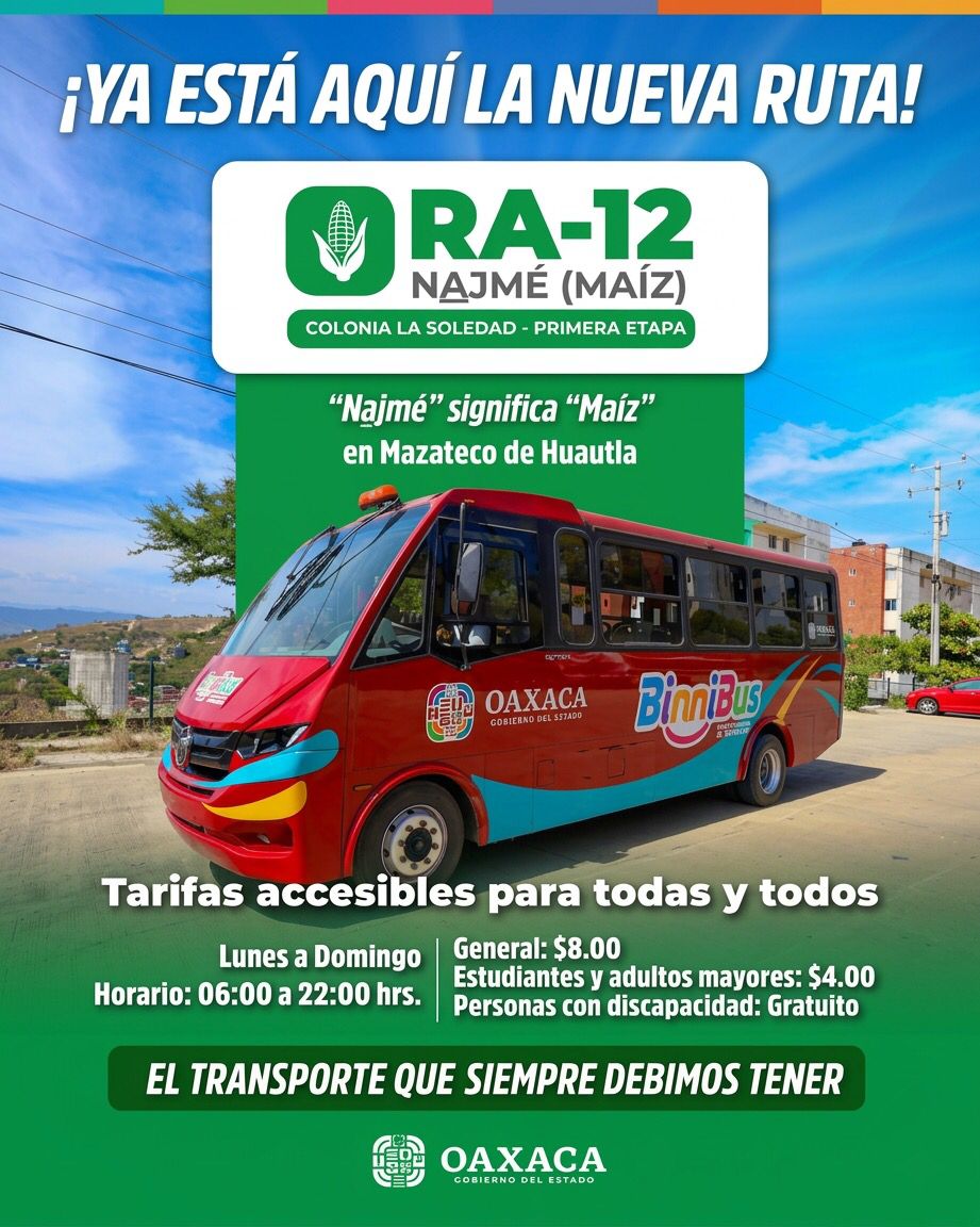 Implementa Gobierno del Estado nueva ruta del BinniBus RA12 “Najmé” colonia La Soledad – Primera Etapa
