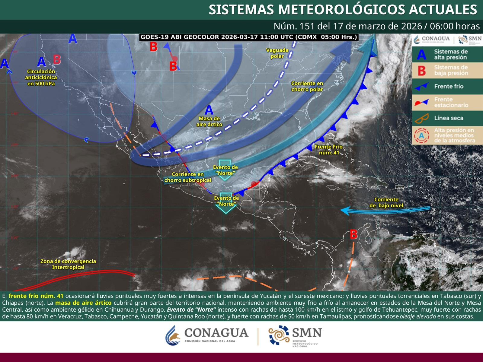 Se intensifican lluvias y vientos por el frente frío número 41 en Oaxaca
