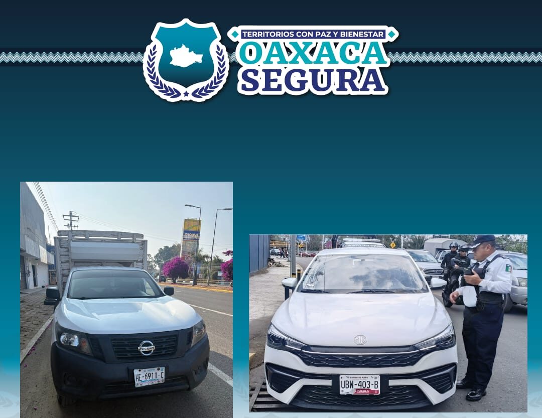Recupera Policía Vial Estatal dos vehículos con reporte de robo en los Valles Centrales de Oaxaca