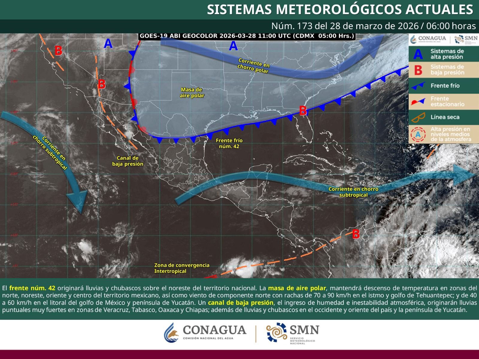 Prevén lluvias y evento de norte en Oaxaca por ingreso de frente frío número 42