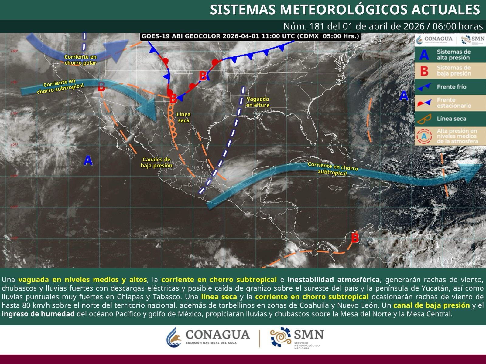 Se esperan tormentas, rachas fuertes de viento y posible caída de granizo en Oaxaca