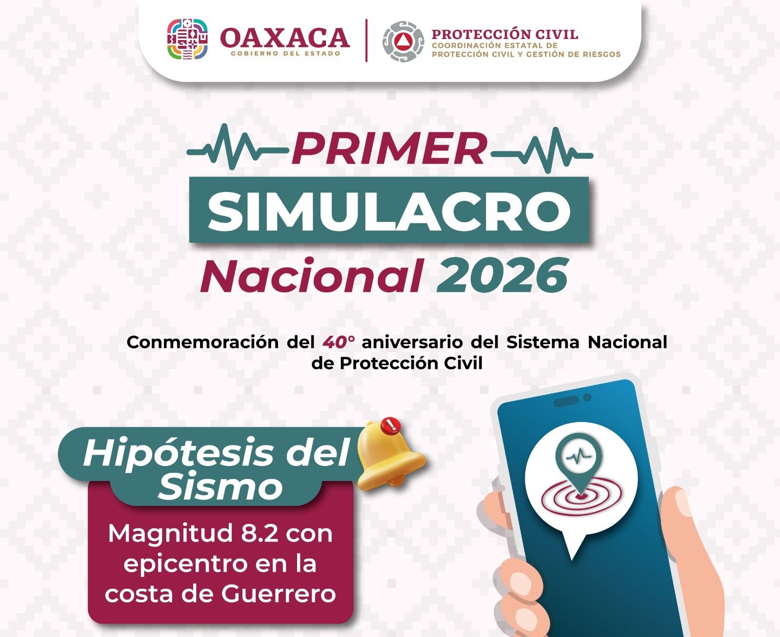 Convoca Protección Civil a participar en el Primer Simulacro Nacional 2026