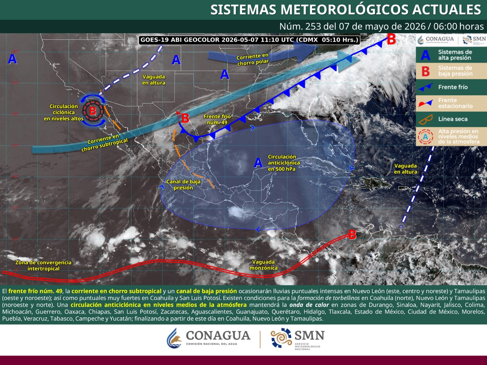 Este jueves persistirá ambiente muy caluroso con lluvias aisladas y actividad eléctrica en Oaxaca