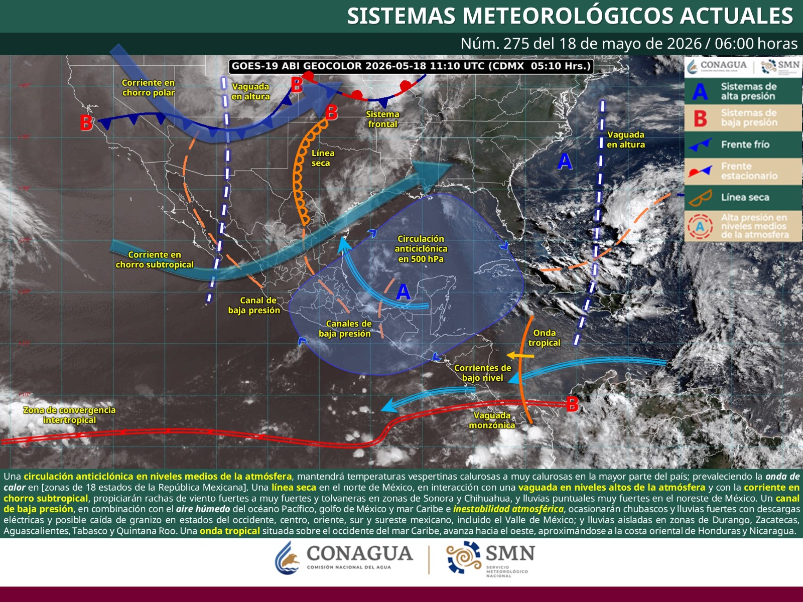 Este lunes se prevén lluvias con actividad eléctrica y rachas de viento en algunas regiones de Oaxaca
