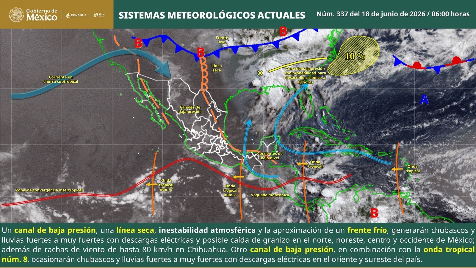 Onda tropical número 8 favorecerá lluvias y tormentas aisladas en Oaxaca