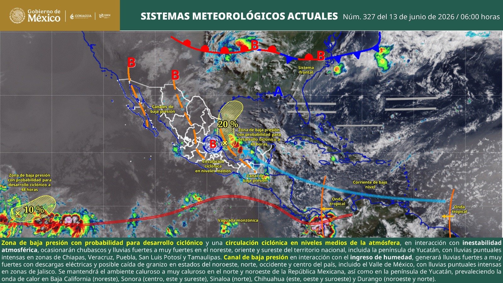 Interacción de sistemas meteorológicos favorecerá temporal de lluvias en gran parte de Oaxaca