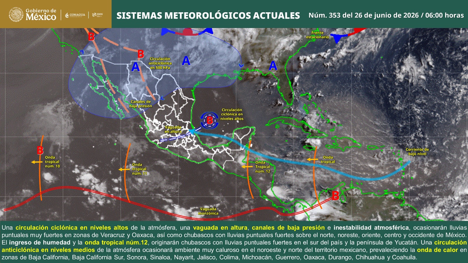 Persistirán lluvias con tormentas eléctricas y rachas de viento durante la tarde en Oaxaca
