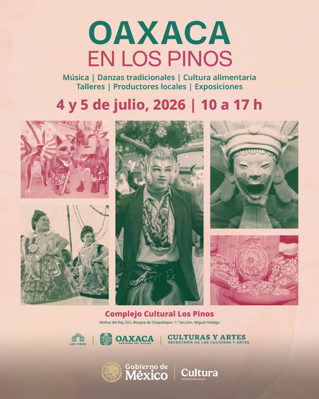 Oaxaca compartirá su riqueza cultural en el Complejo Cultural Los Pinos