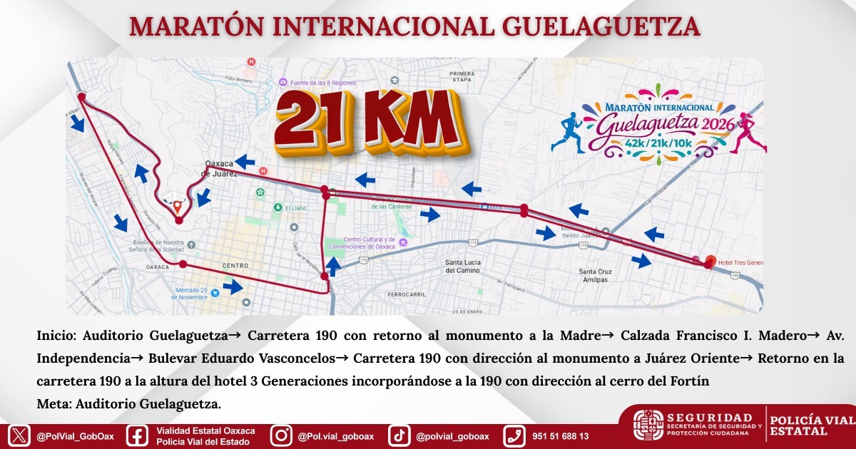 Implementará Policía Vial Estatal operativo especial por el Maratón Internacional Guelaguetza 2026