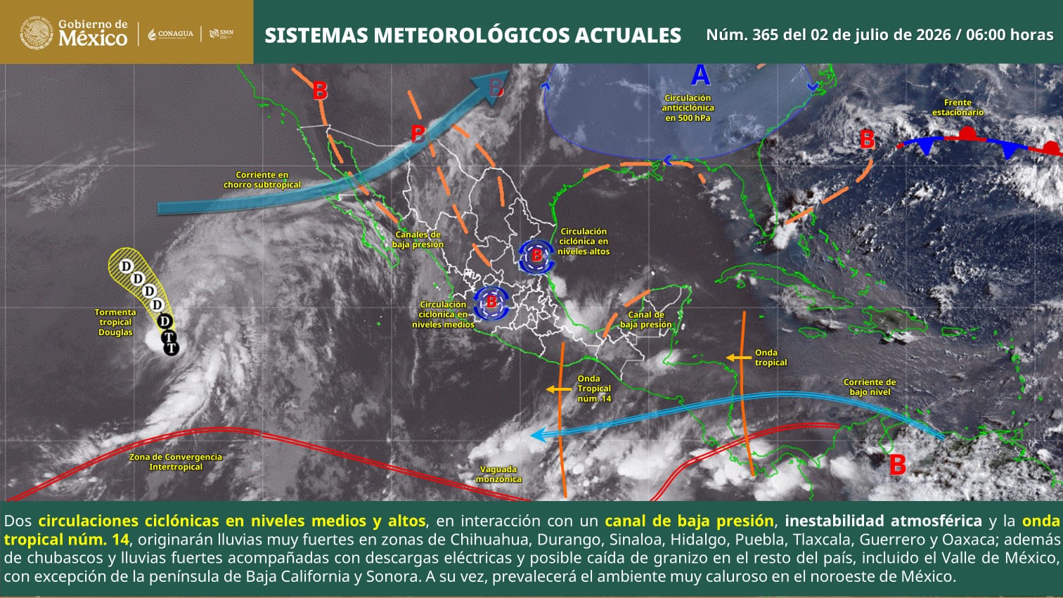 Continuarán las lluvias con tormentas y rachas de viento en gran parte del estado