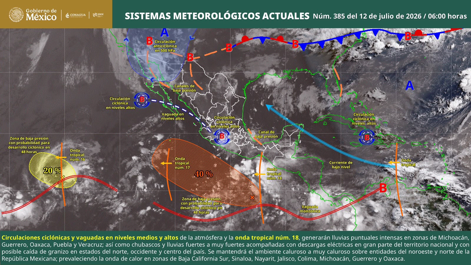 Lluvias, rachas de viento y oleaje elevado marcarán el clima este domingo en Oaxaca