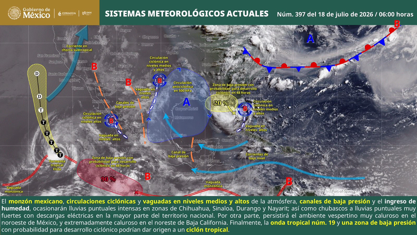 Continuarán lluvias de intensidad variable en territorio oaxaqueño