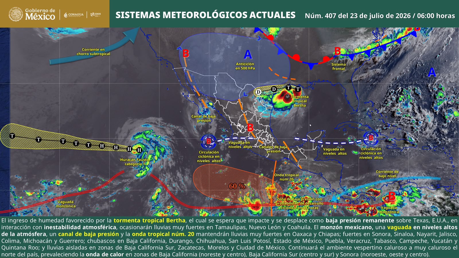 Lluvias, vientos fuertes y mar de fondo marcarán las condiciones del tiempo en Oaxaca