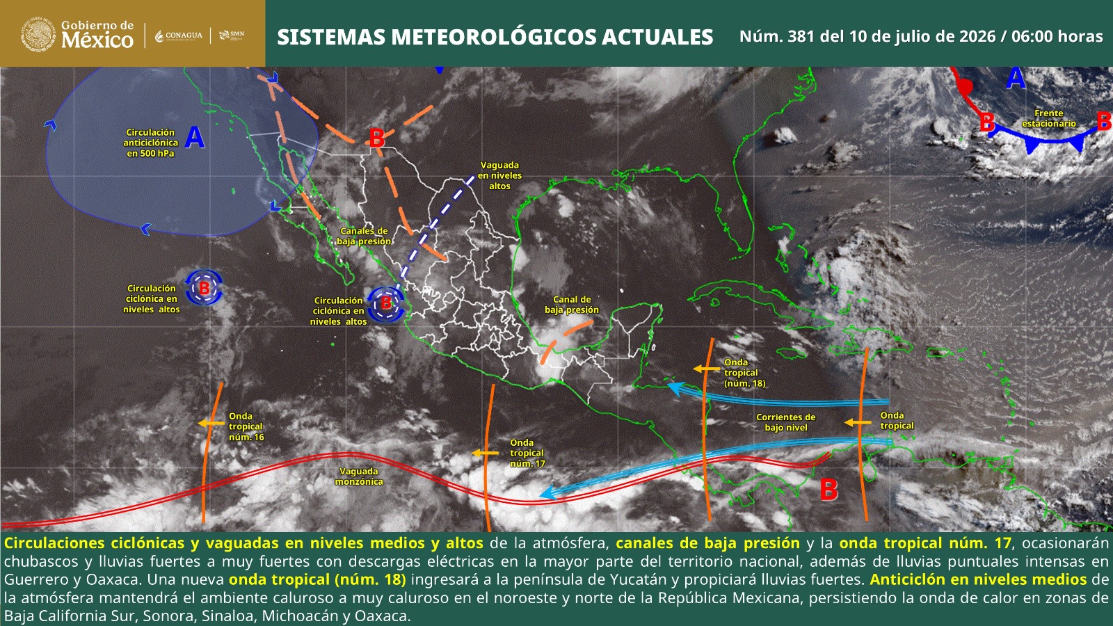 Inestabilidad atmosférica favorecerá lluvias intensas durante este fin de semana en Oaxaca