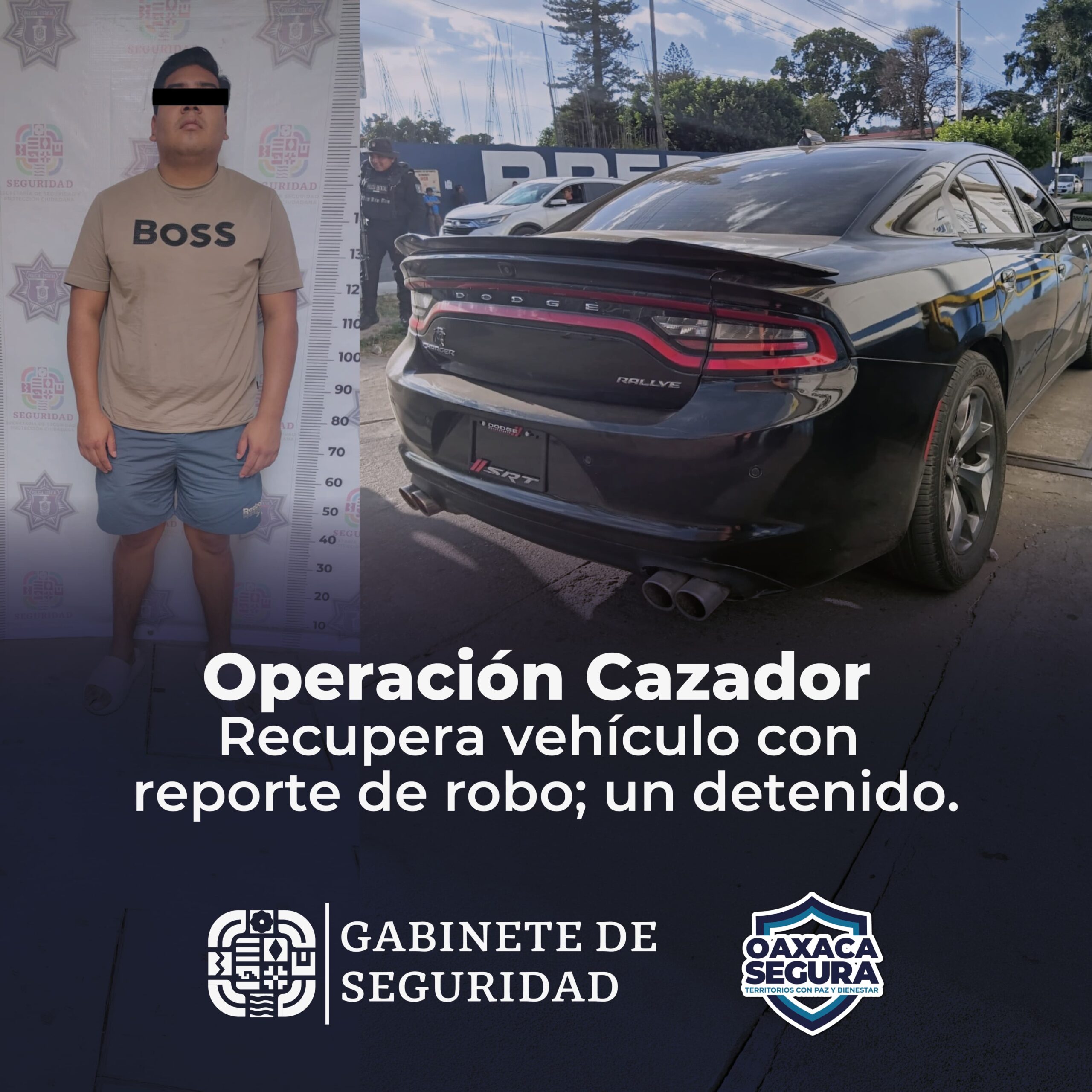 Operación Cazador detiene a masculino y recupera vehículo con reporte de robo en Oaxaca de Juárez