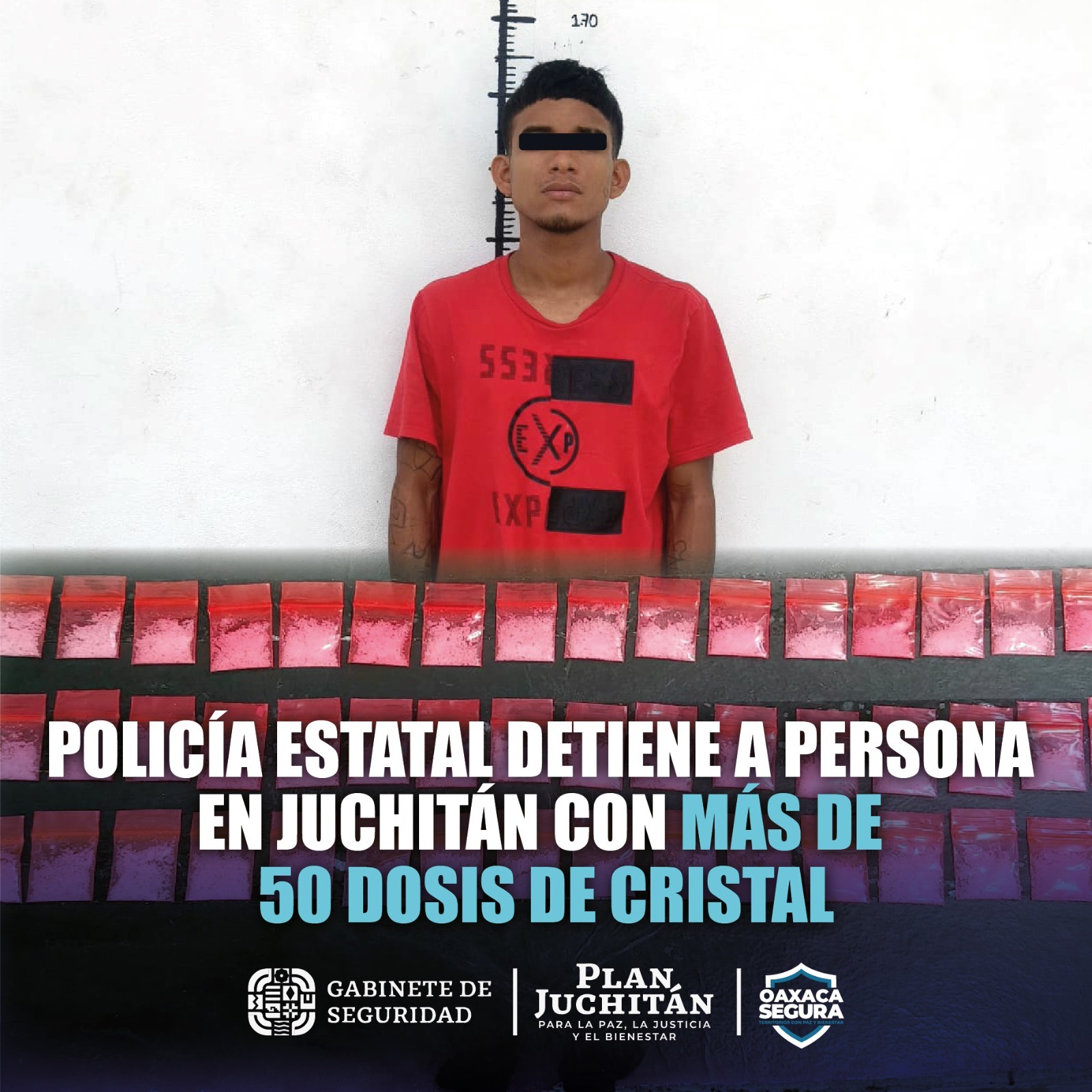 Con Plan Juchitán, Policía Estatal detiene a presunto narcomenudista con más de 50 dosis de posible droga