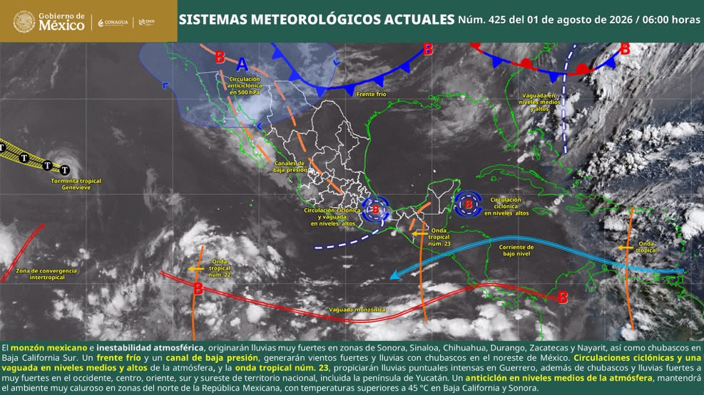 Onda tropical número 23 mantendrá lluvias en gran parte de Oaxaca