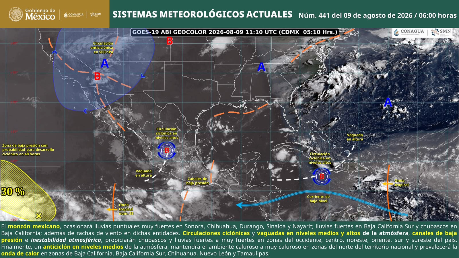 Persistirán lluvias vespertinas aisladas y ambiente caluroso en Oaxaca