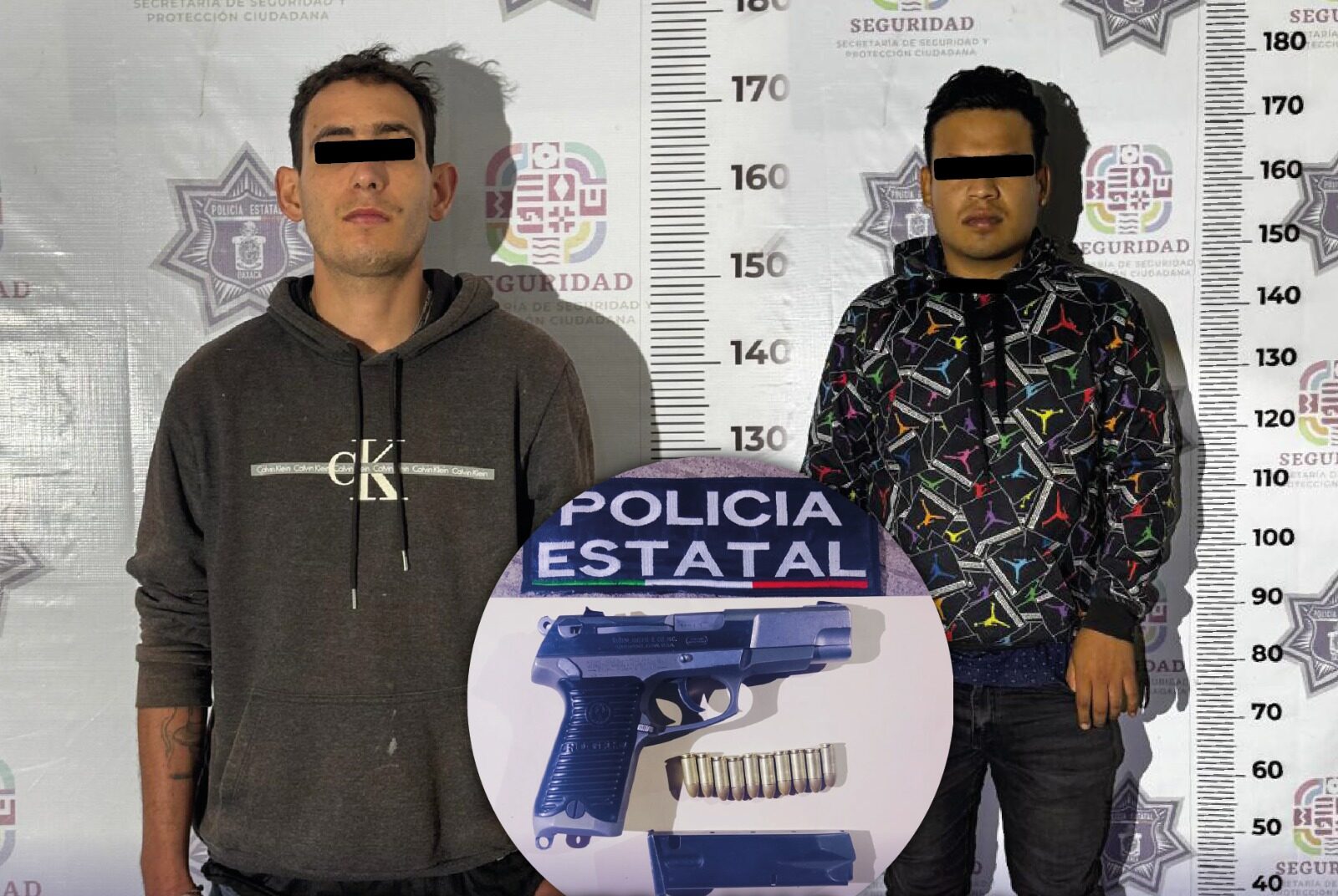 Policía Estatal detiene a dos personas y asegura arma de fuego en Santa Catarina Minas