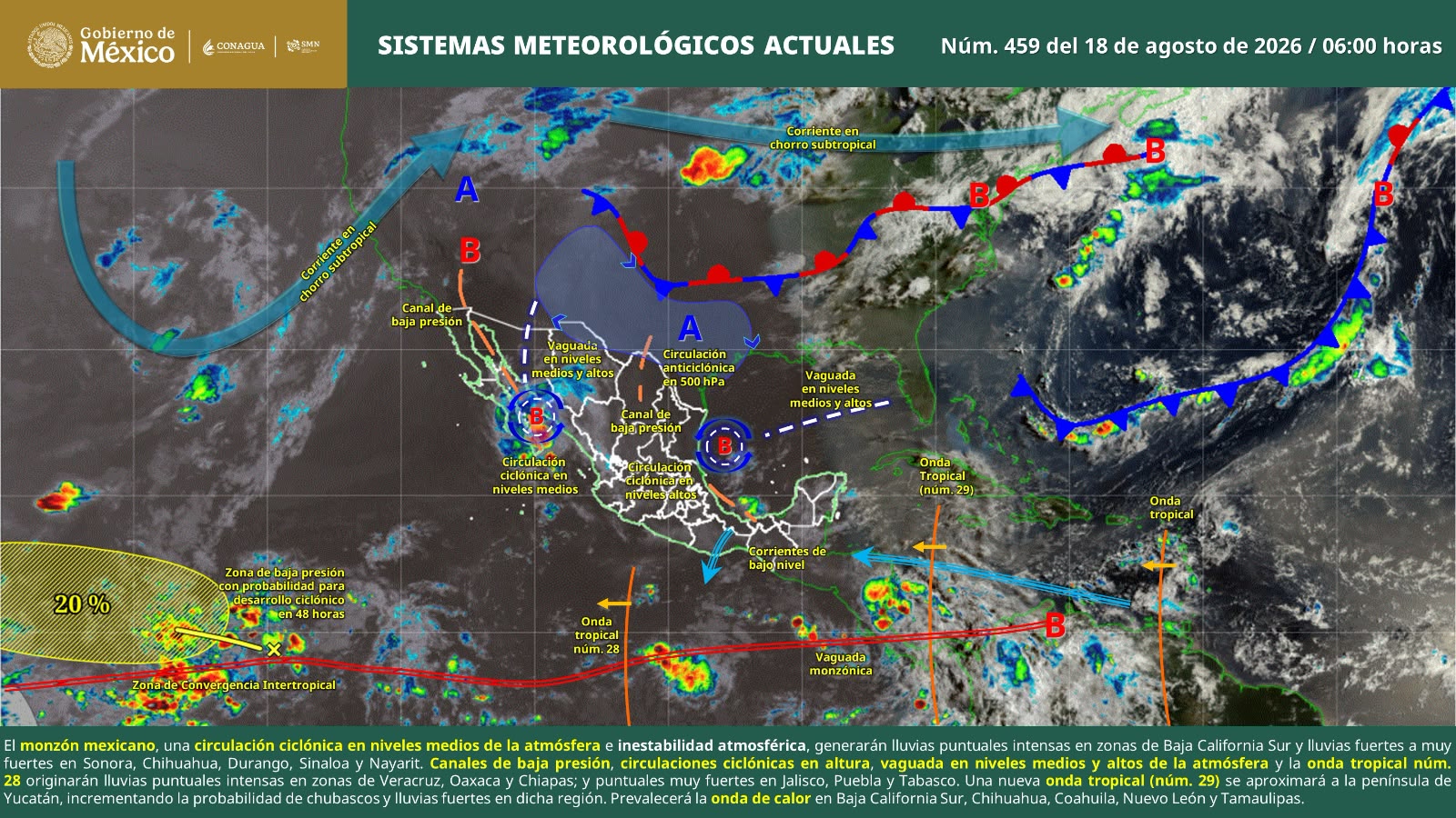 Remanentes de la onda tropical 28 favorecerán lluvias en Oaxaca