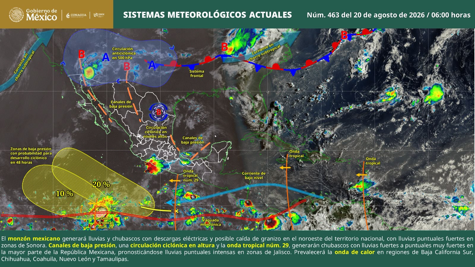Continuarán las temperaturas calurosas, con sensación térmica elevada y presencia de bochorno