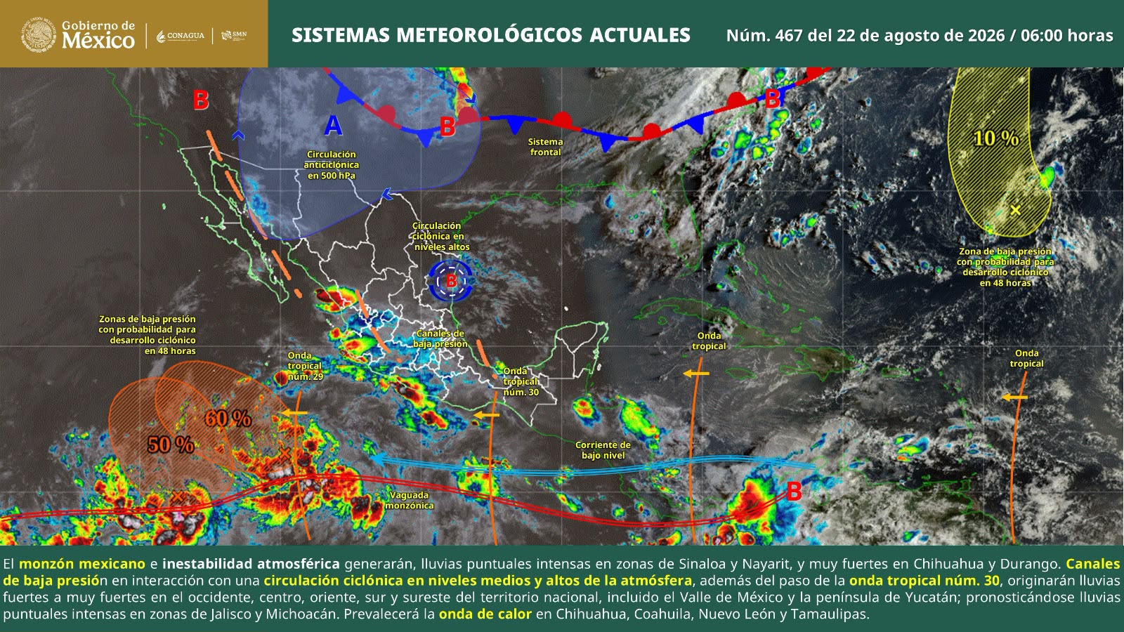 Persistirá potencial de lluvias y tormentas aisladas en Oaxaca