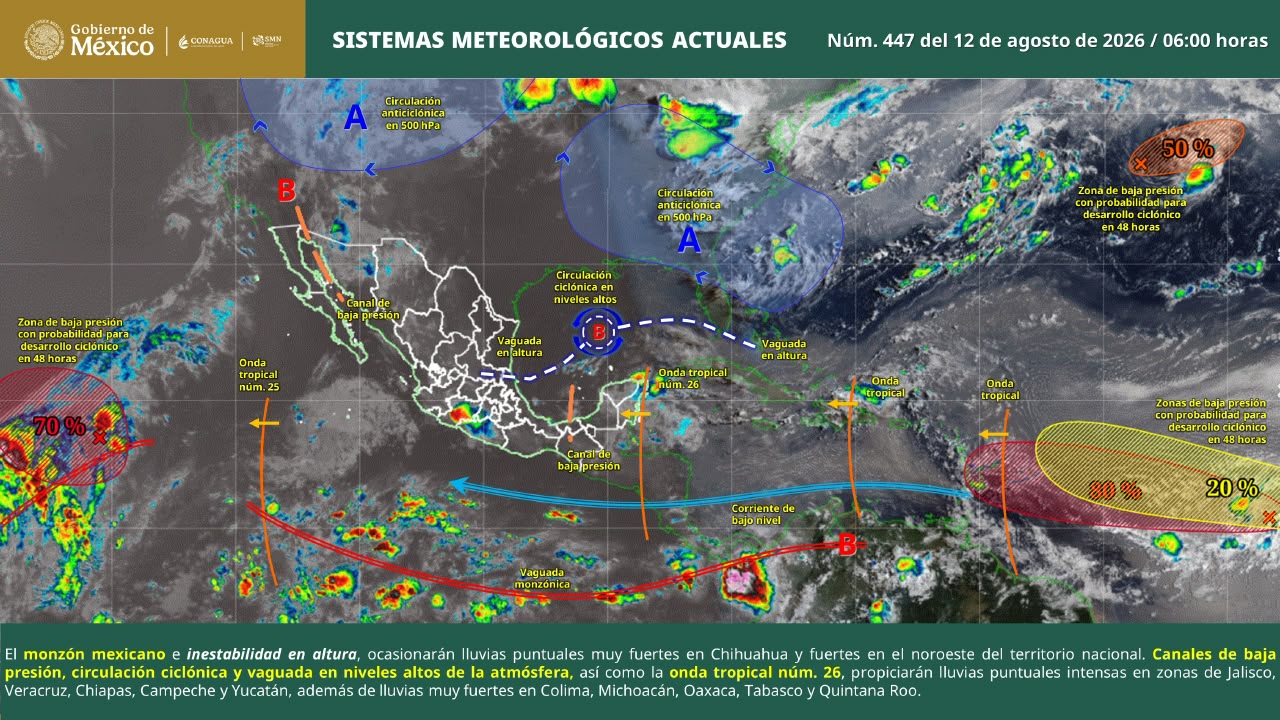 Temperaturas elevadas y lluvias localizadas se prevén para este miércoles en Oaxaca