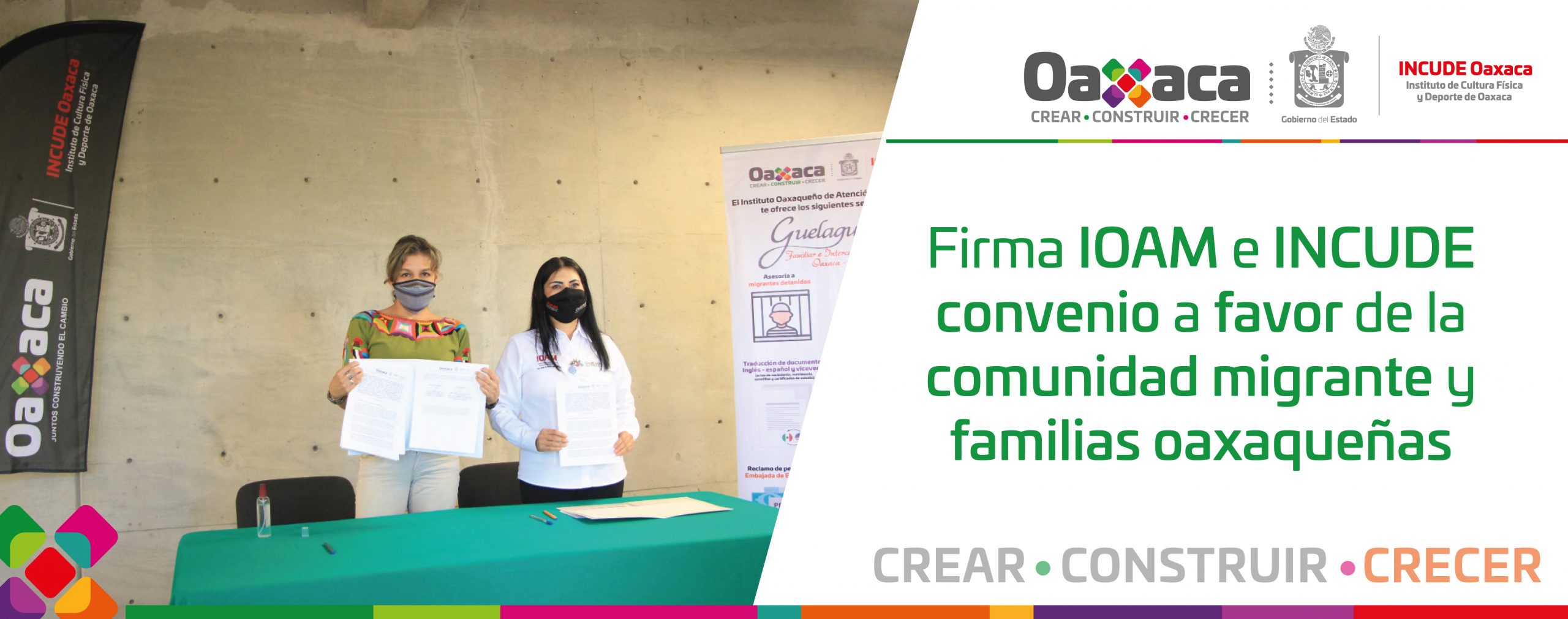 Firma IOAM e INCUDE convenio a favor de la comunidad migrante y familias oaxaqueñas