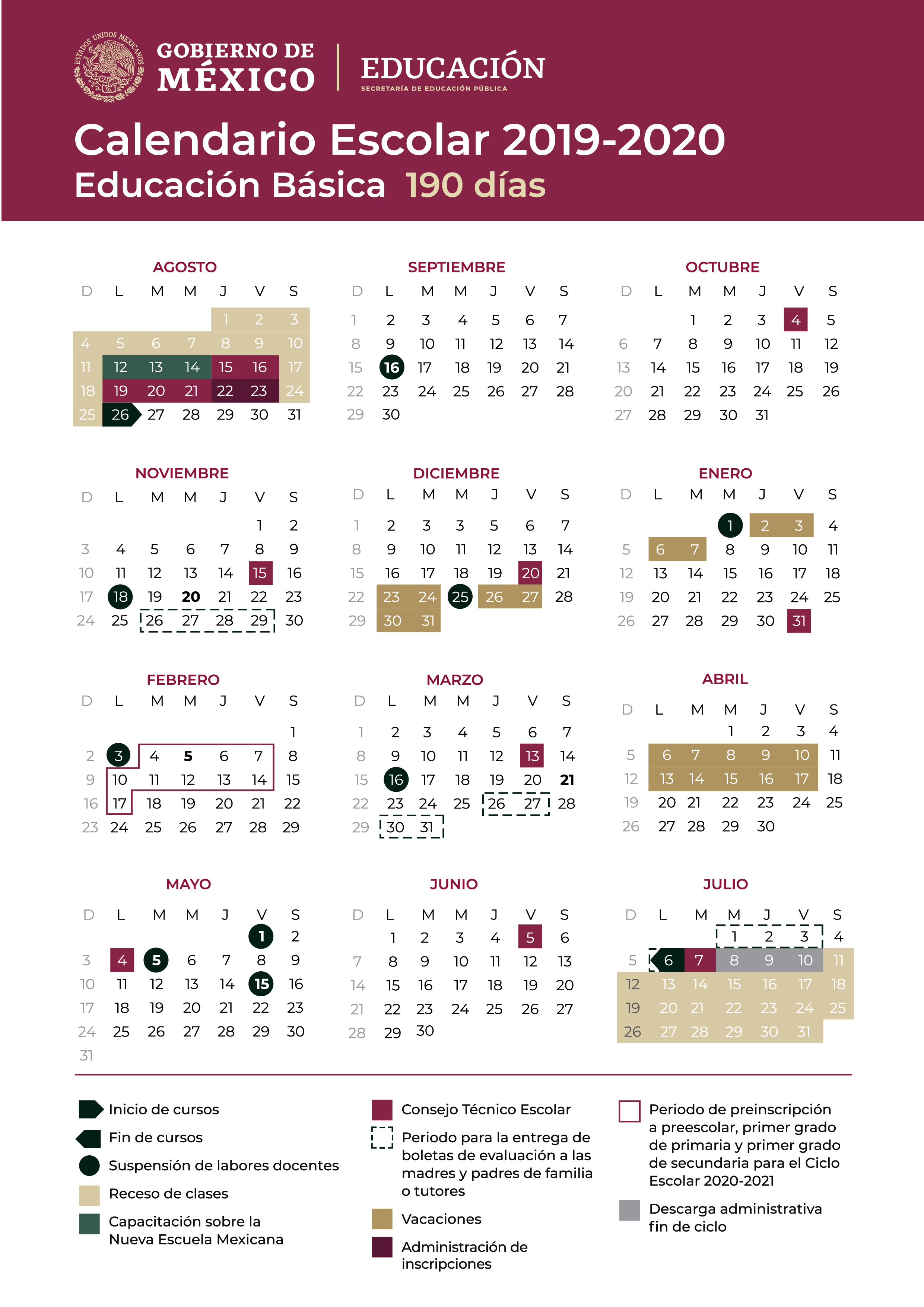 calendario 2019-2020