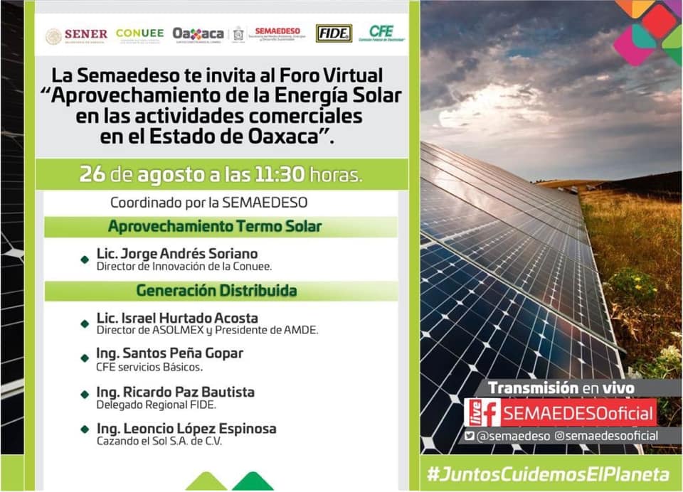 Transmitirá virtualmente la Semaedeso foro sobre aprovechamiento de energía solar